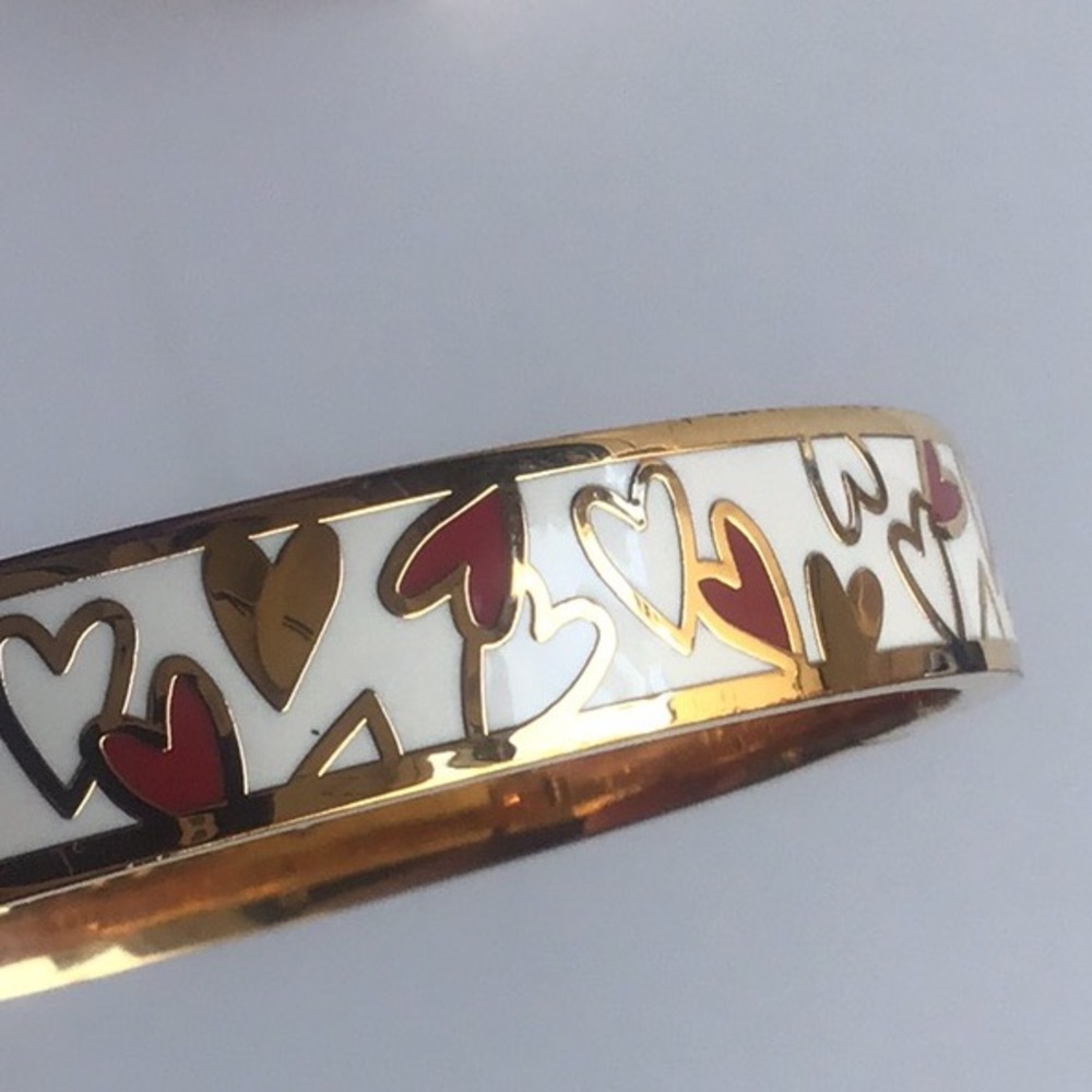 Kate Spade All My Love hearts gold plated Bangle Bracelet Rare - Picture 10 of 16